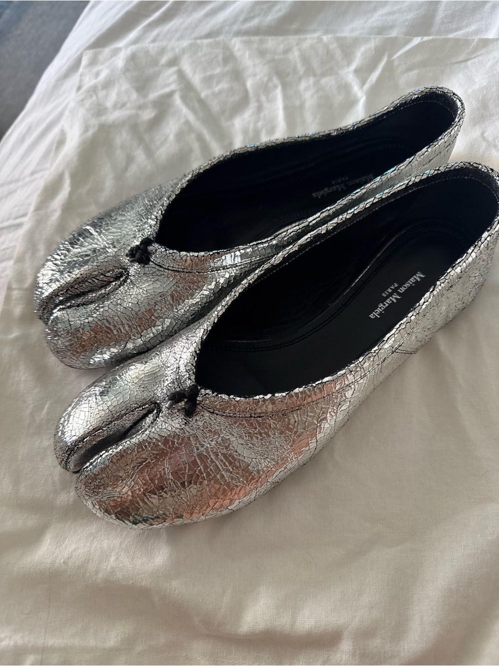 Maison Martin Margiela Metallic Silver Tabi Split-Toe Flats
